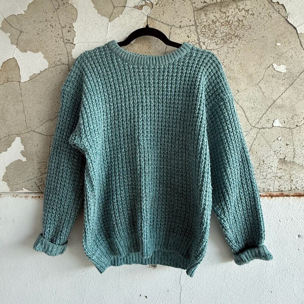 Vintage Woolrich Sweater Aqua Blue Chunky Wool Knit Grandpa Pullover M